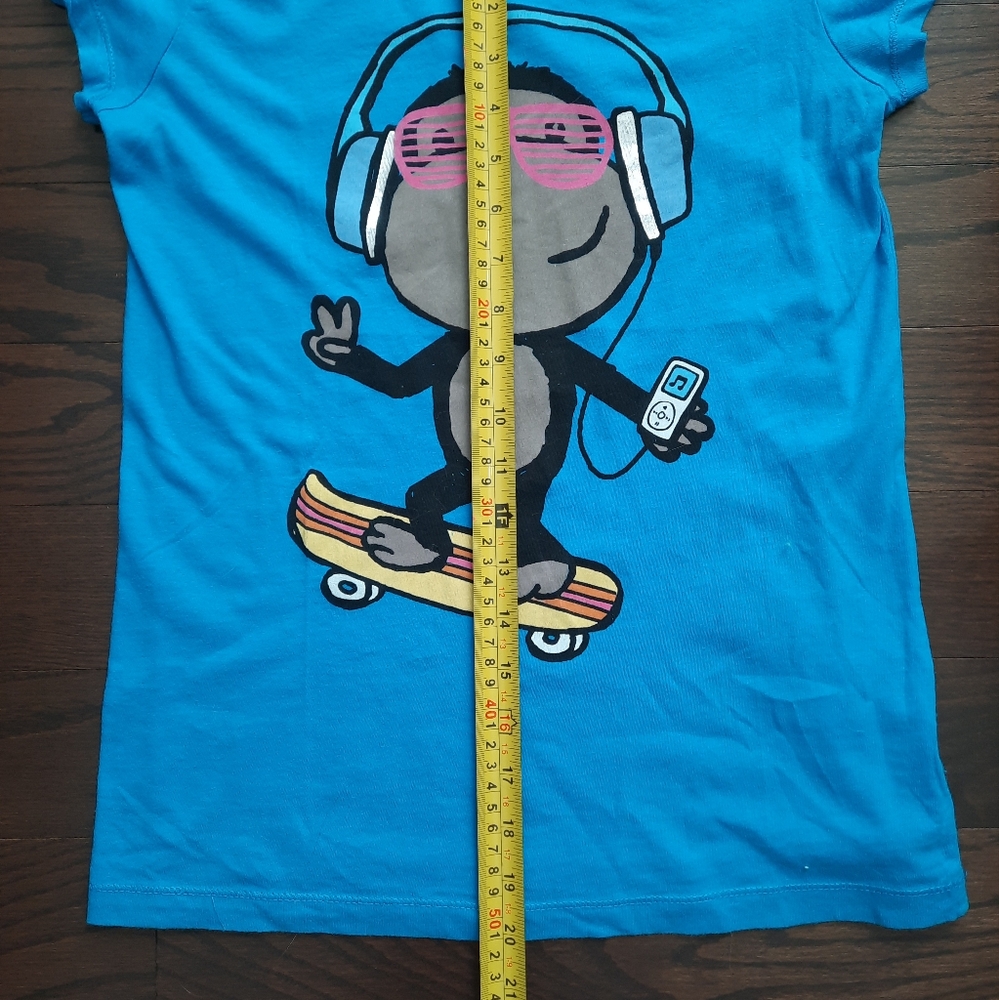 Old Navy Blue T-Shirt with Skating Monkey - Picture 4 of 5
